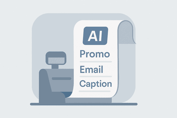 Minimalist cashier receipt printing AI-generated words